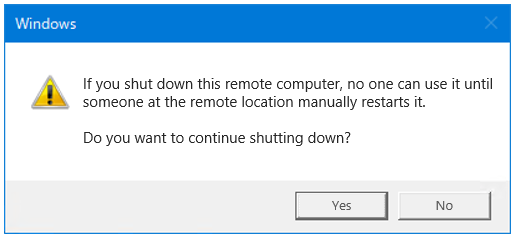 Windows confirmation screen